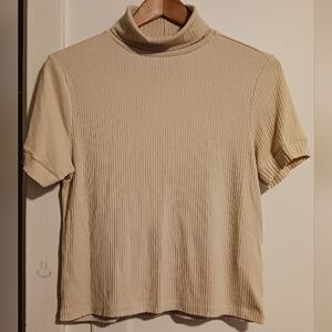 City Essential Womans G Tan Square Style Shirt With Coller Ribbed